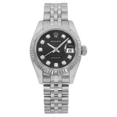 Reloj Rolex Datejust 26 18K Oro Blanco Acero Esfera Diamante Jubileo Negro 179174