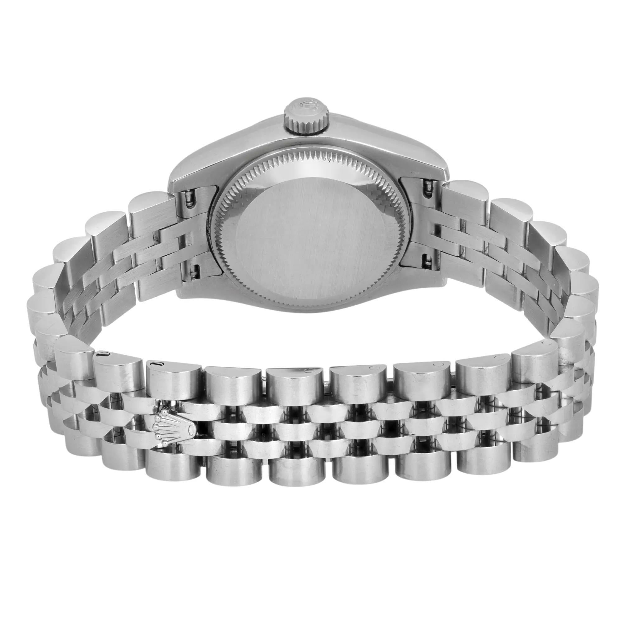 Donna Rolex Datejust 26 Oro Bianco 18K Acciaio Argento Giubileo Quadrante Diamante Orologio 179174 in vendita
