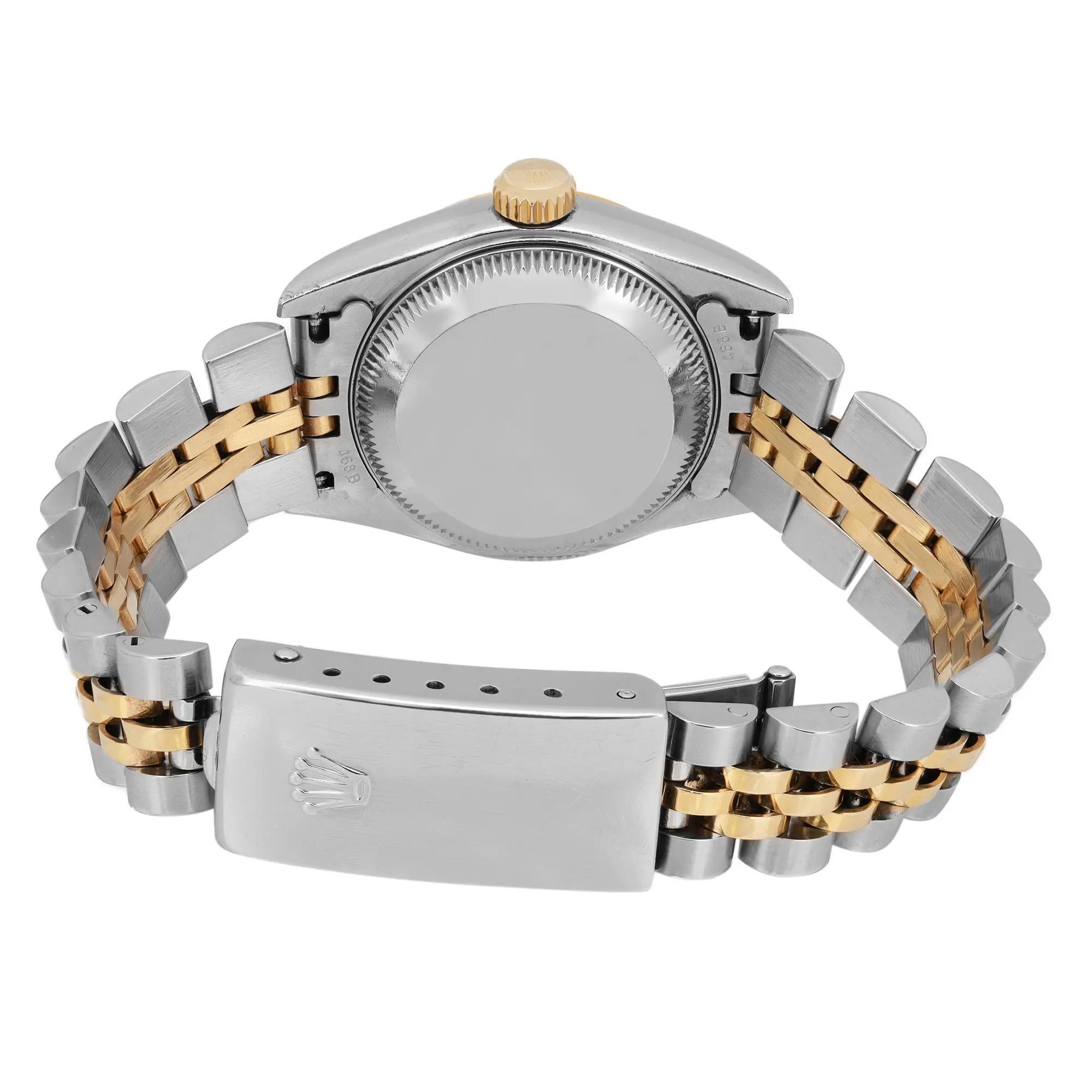 Rolex Datejust 26 Oro giallo 18k Acciaio Quadrante nero Orologio da donna 69173 in vendita 1