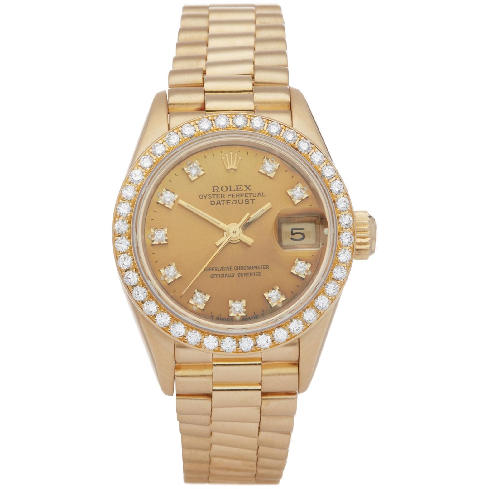 Rolex Datejust 26 69138 Ladies Yellow Gold Diamond Watch