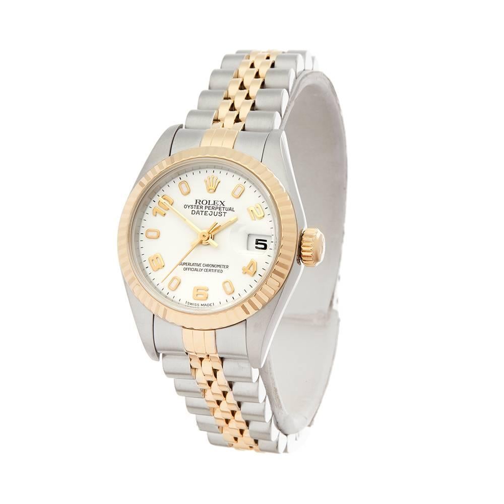 Ref: W5117
Manufacturer: Rolex
Model: Datejust
Model Ref: 79173
Age: 
Gender: Ladies
Complete With: Xupes Presentation Box
Dial: White Arabic
Glass: Sapphire Crystal
Movement: Automatic
Water Resistance: To Manufacturers Specifications
Case: