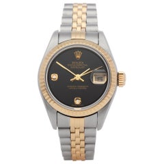Rolex Datejust 26 79173 Ladies Stainless Steel Diamond Onyx Watch
