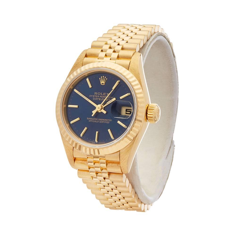 Ref: W4988
Manufacturer: Rolex
Model: Datejust
Model Ref: 79178
Age: 
Gender: Ladies
Complete With: Xupes Presentation Pouch
Dial: Blue Baton
Glass: Sapphire Crystal
Movement: Automatic
Water Resistance: To Manufacturers Specifications
Case: 18k