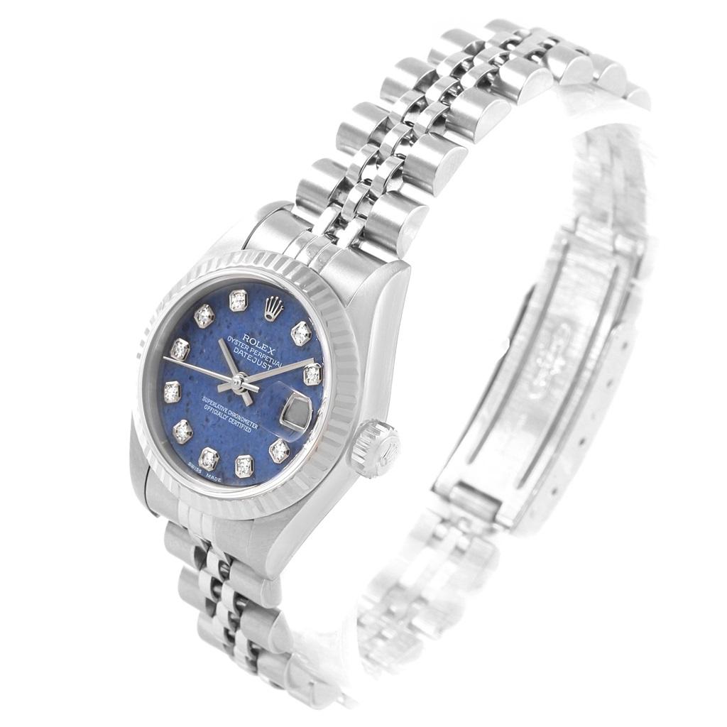 Rolex Datejust 26 Blue Sodalite Diamond Steel Ladies Watch 79174 In Good Condition In Atlanta, GA