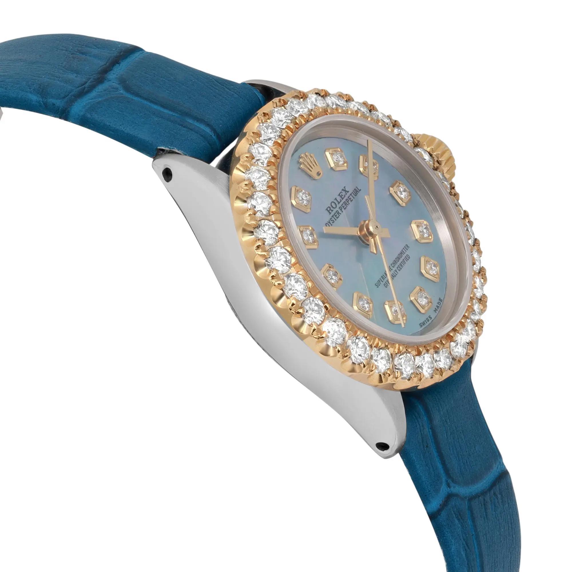 Rolex Datejust 26 Custom MOP Diamond Dial Bezel Ladies Watch 6621 Pour femmes en vente