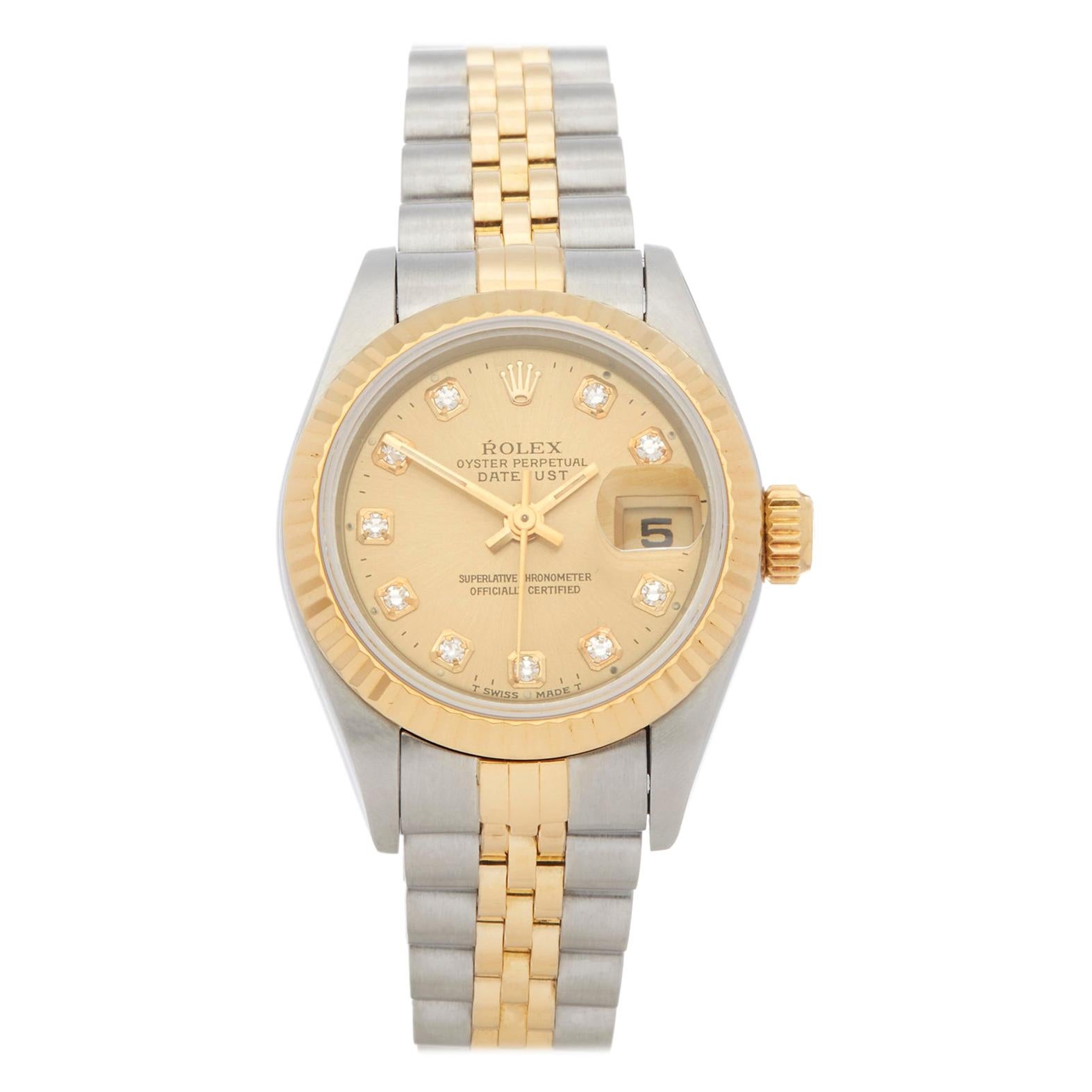 Rolex Datejust 26 Diamond Stainless Steel and Yellow Gold 69173G