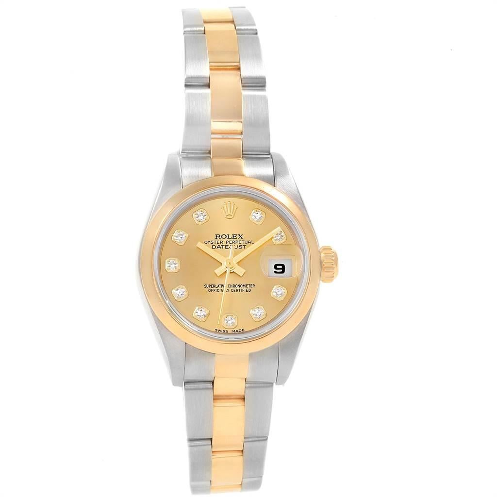 Rolex Datejust 26 Ladies Steel Yellow Gold Diamond Ladies Watch 79163 In Excellent Condition In Atlanta, GA