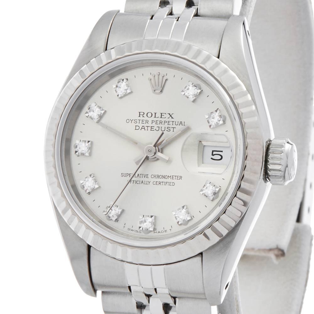 Rolex Datejust 26 Stainless Steel and 18 Karat White Gold Women's 69174 In Excellent Condition In Bishop's Stortford, Hertfordshire