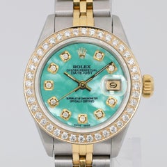 Rolex Datejust 26 Orologio in acciaio e oro 18 carati con quadrante verde turchese e diamanti 69173