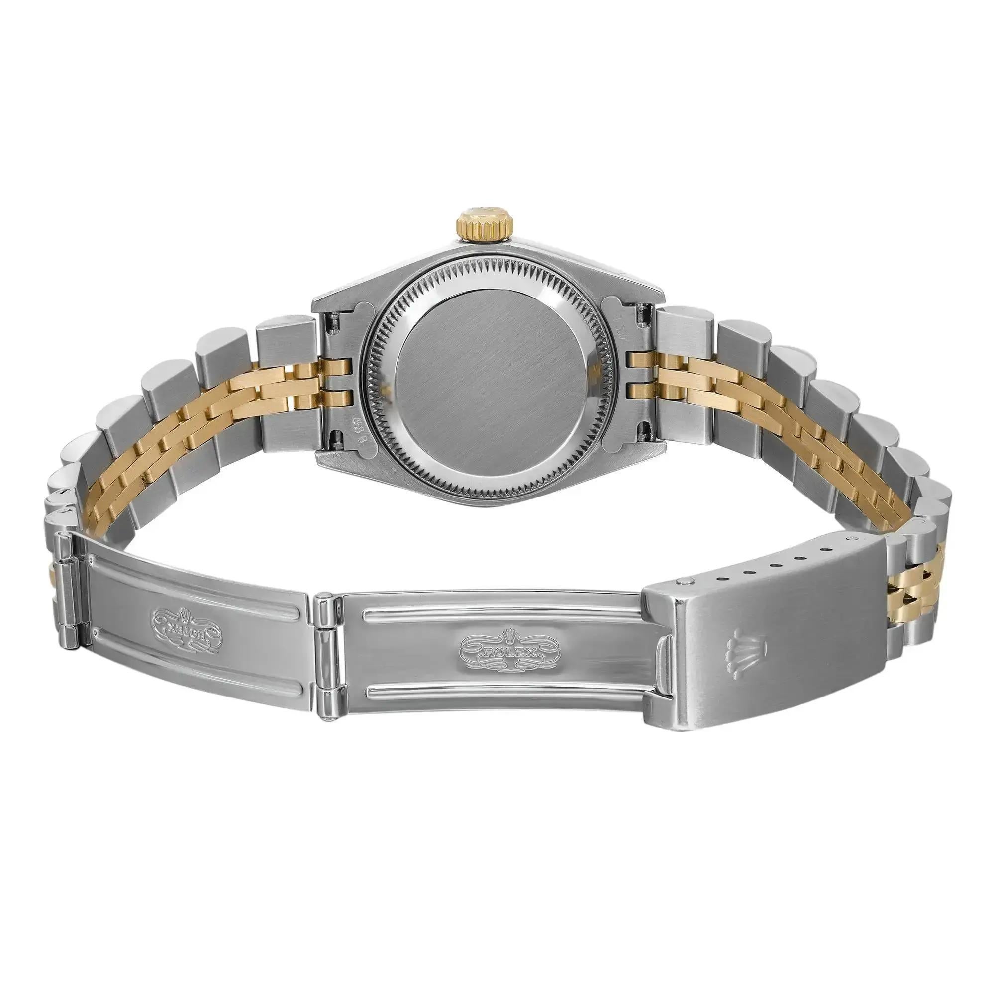 Rolex Montre Datejust 26 en acier et or 18 carats avec cadran personnalisé en turquoise verte et diamants 69173 en vente 2