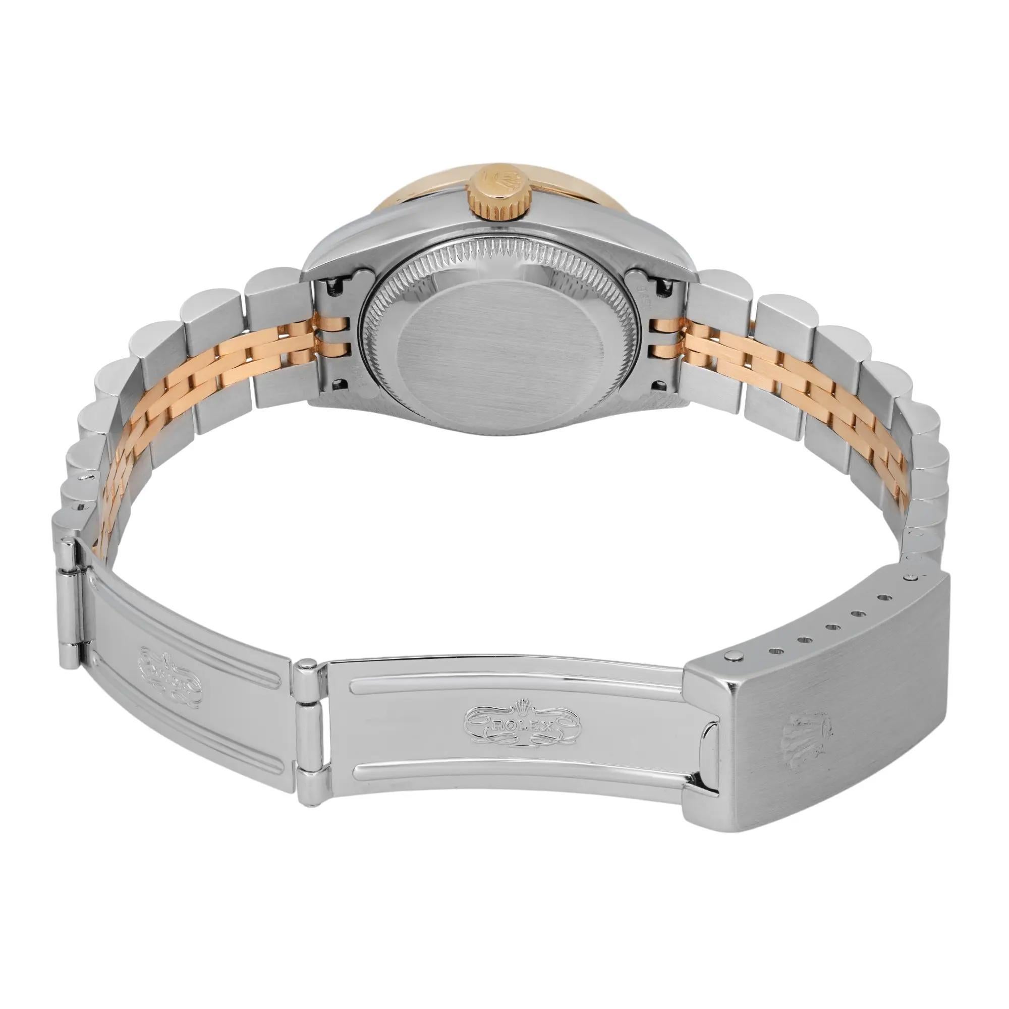 Rolex Montre Datejust 26 en acier 18 carats avec cadran et lunette MOP rouges personnalisés 69173 en vente 3