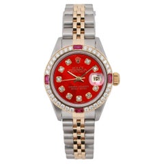 Rolex Datejust 26 Steel 18K Gold Custom Red MOP Dial And Bezel Watch 69173