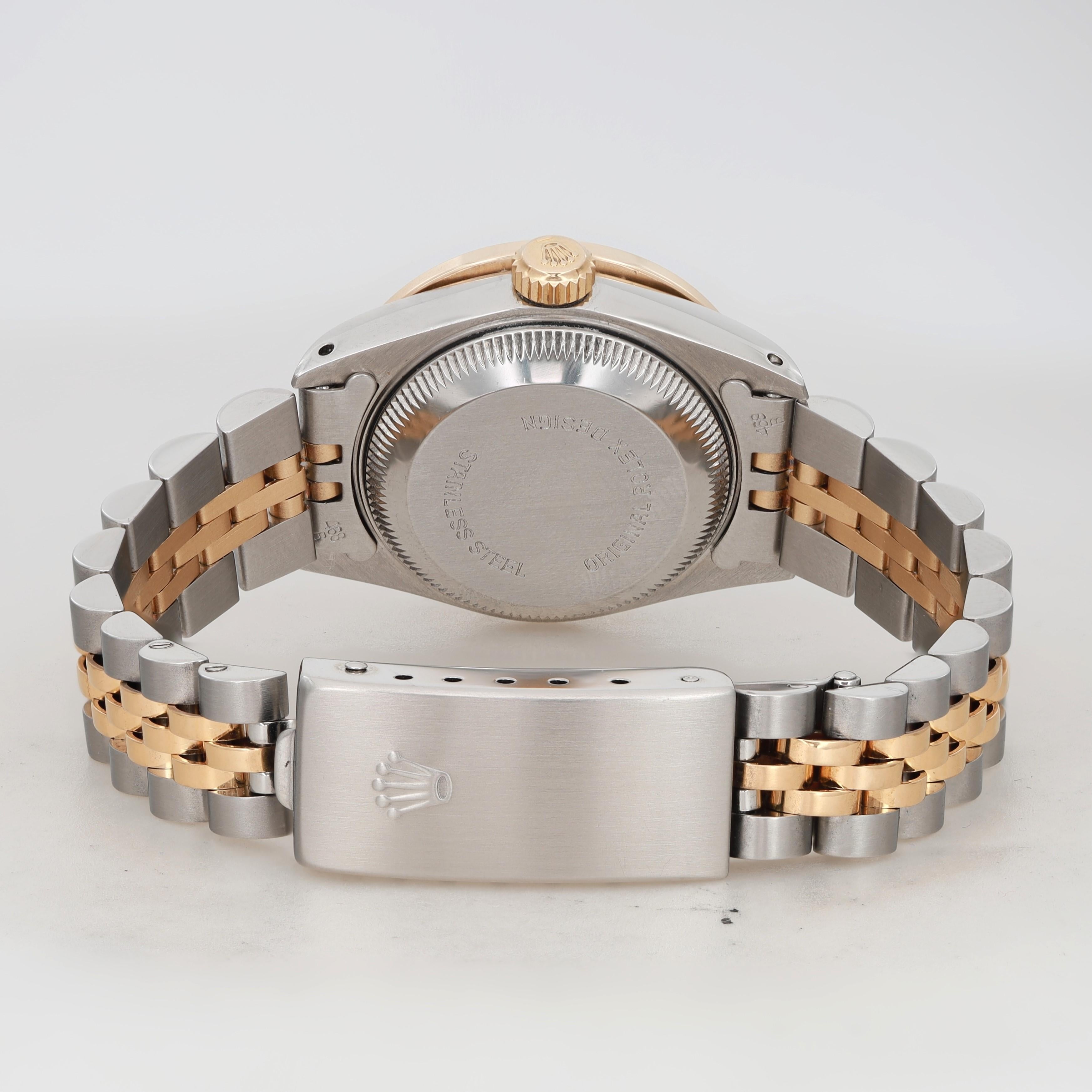 Rolex Datejust 26 Steel 18K Yellow Gold Custom Pink Dial And Bezel Watch 69173 For Sale 1