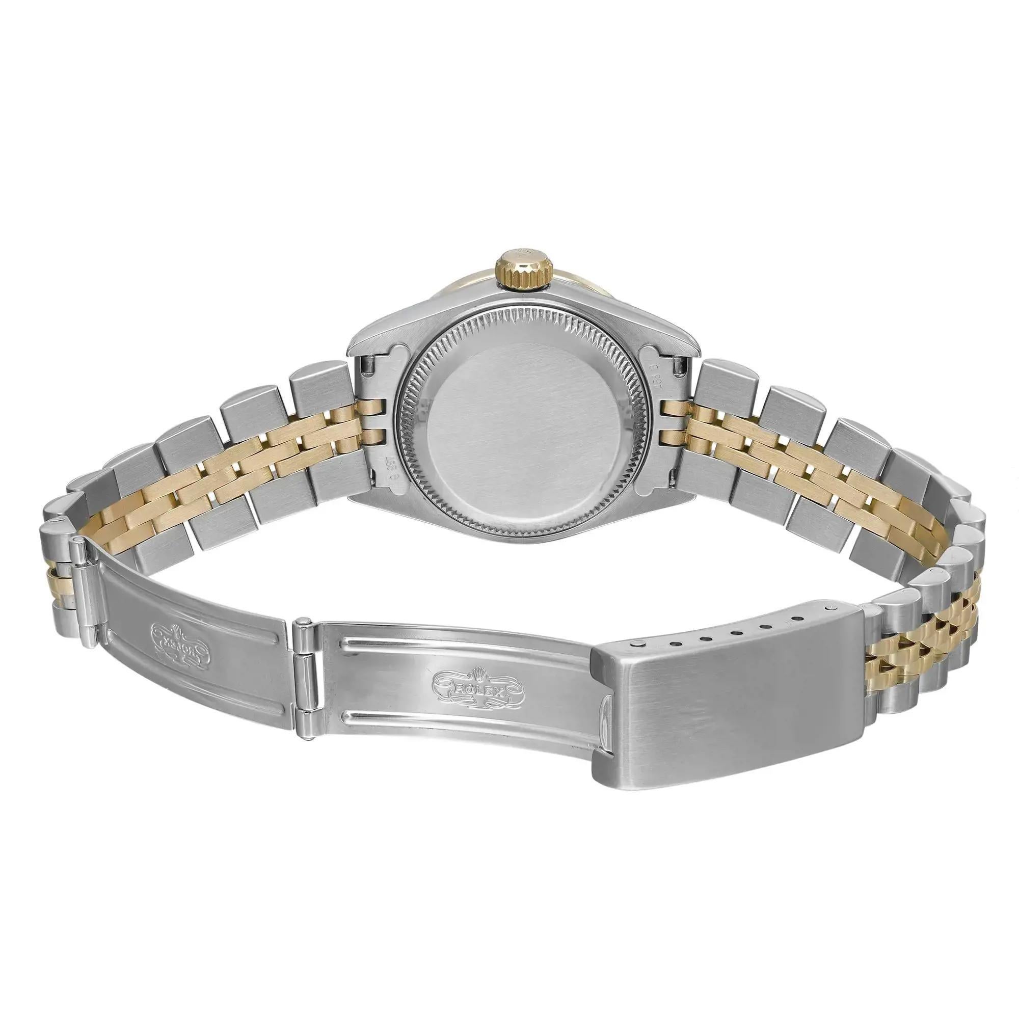 Rolex Datejust 26 Steel 18K Yellow Gold Custom Dial And Bezel Ladies Watch 69173 For Sale 2