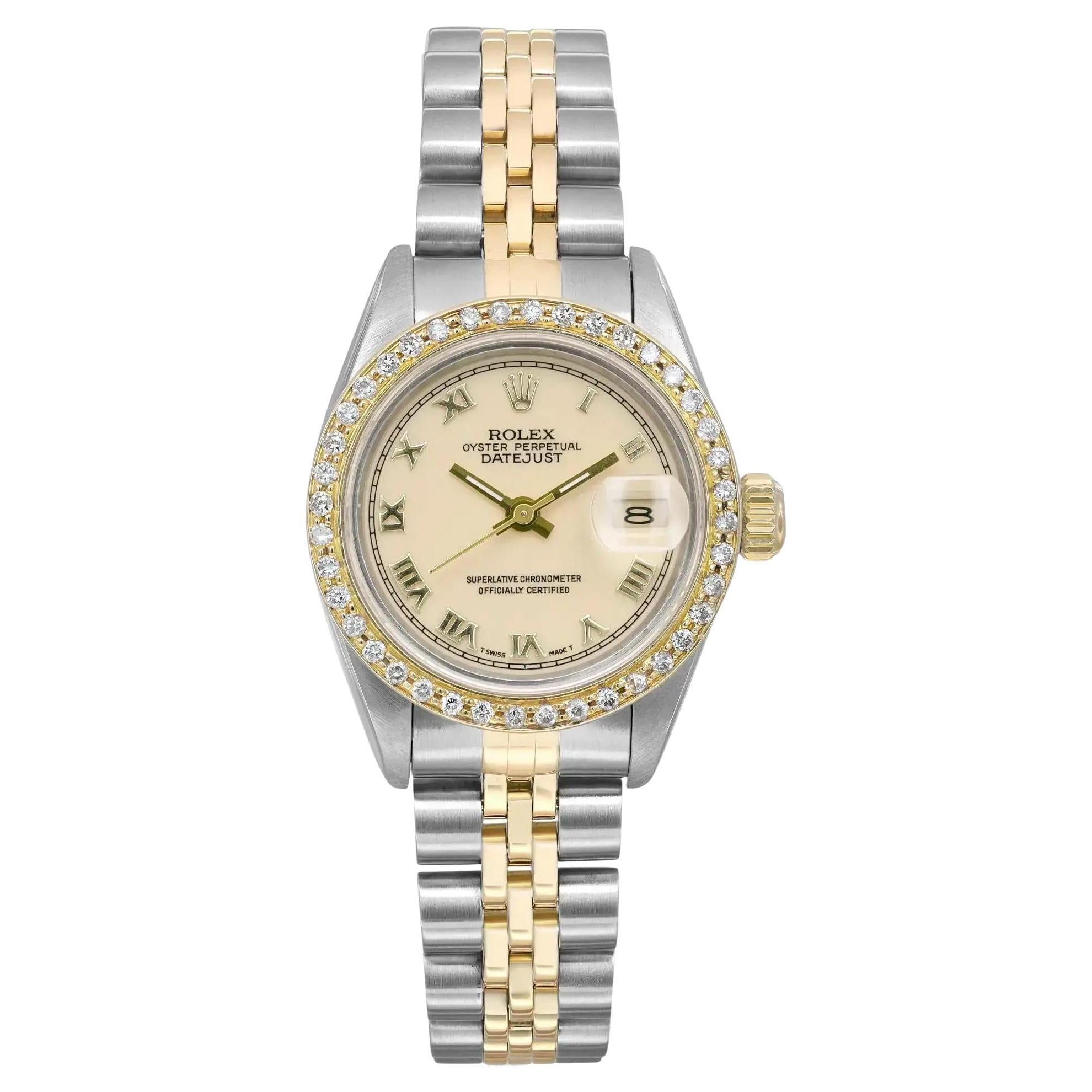 Rolex Datejust 26 Damenuhr 69173, Stahl 18K Gelbgold, maßgefertigtes Zifferblatt und Lünette