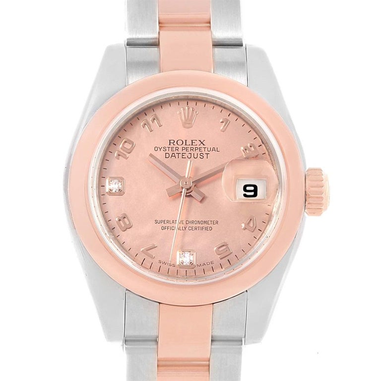 Rolex Datejust 26 Steel Everose Gold Rose Diamond Dial Ladies Watch 179161 For Sale At 1stdibs