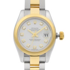 Rolex Datejust 26 Steel Gold Diamond White Dial Ladies Automatic Watch 179163