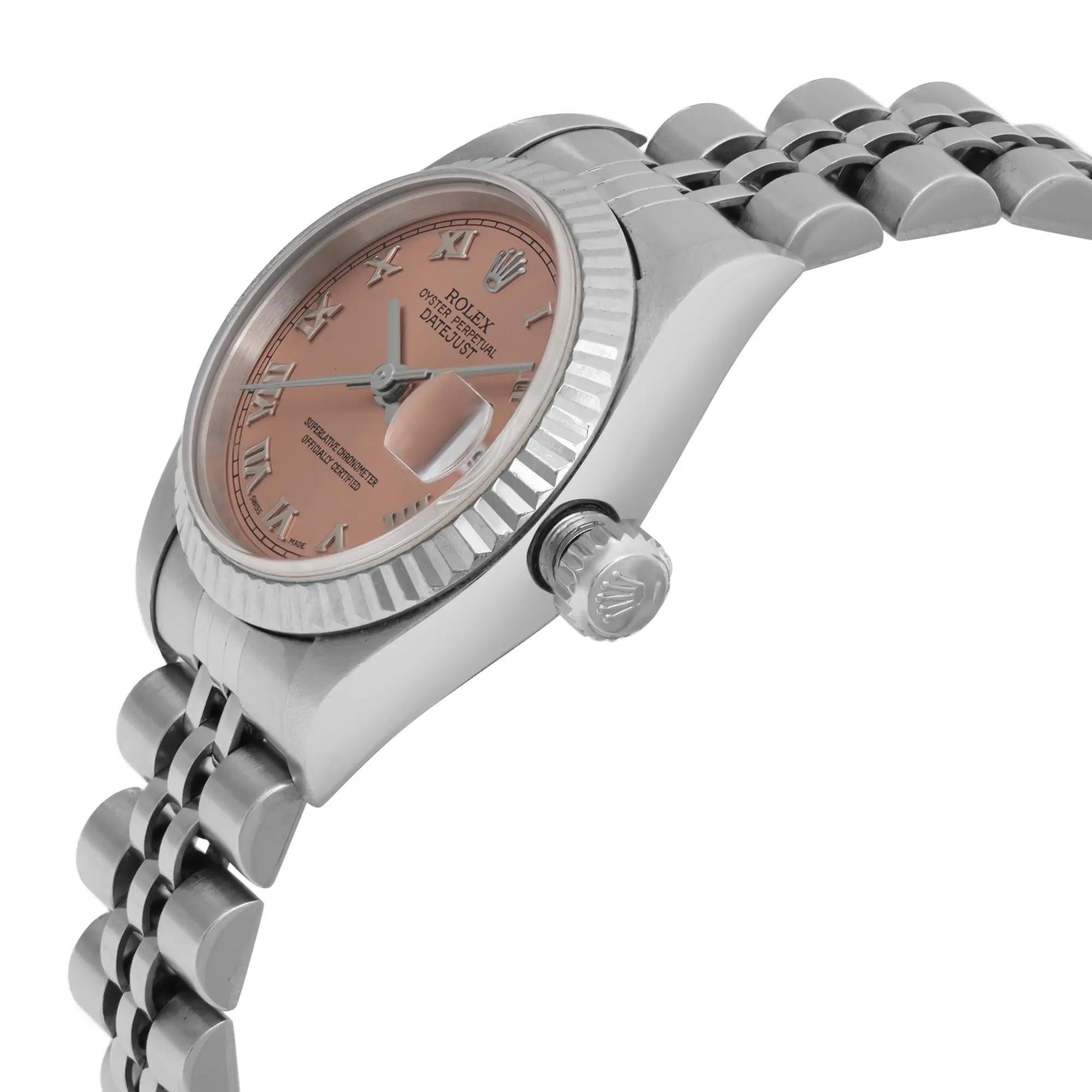 Rolex Datejust 26 Steel Pink Dial Jubilee Automatic Ladies Watch 79174 In Good Condition In New York, NY