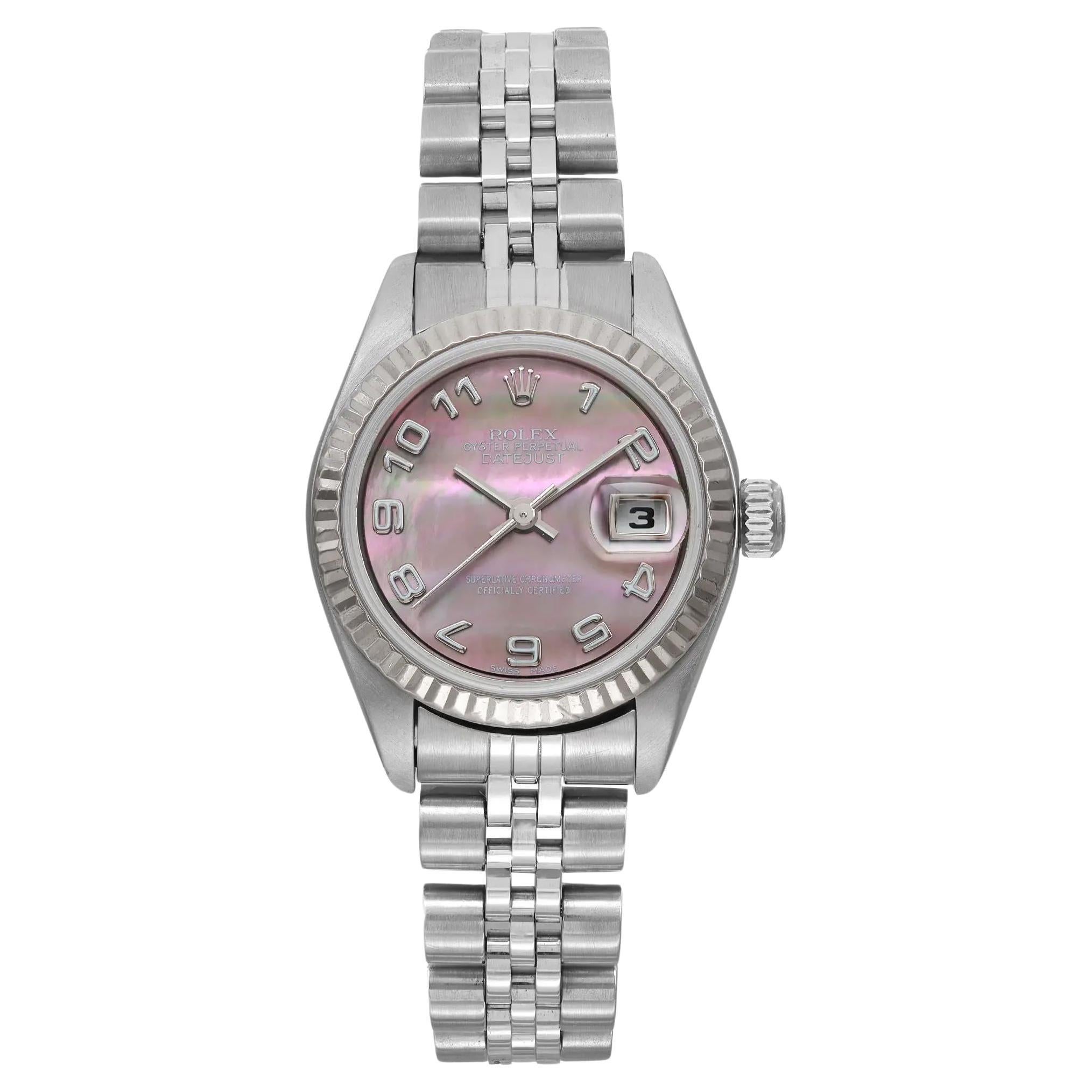 Rolex Datejust 26 Steel Pink MOP Dial Jubilee Automatic Ladies Watch 79174 For Sale