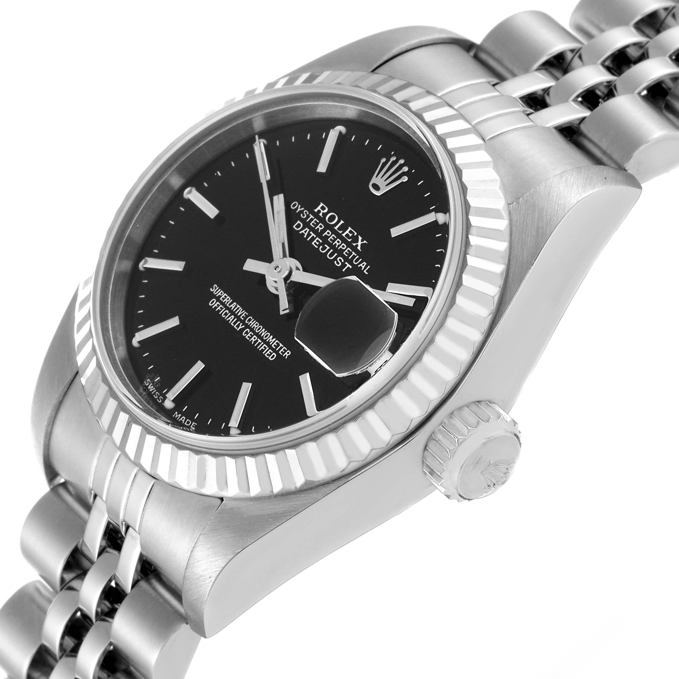 Rolex Datejust 26 Steel White Gold Black Dial Ladies Watch 79174 Box Papers 6