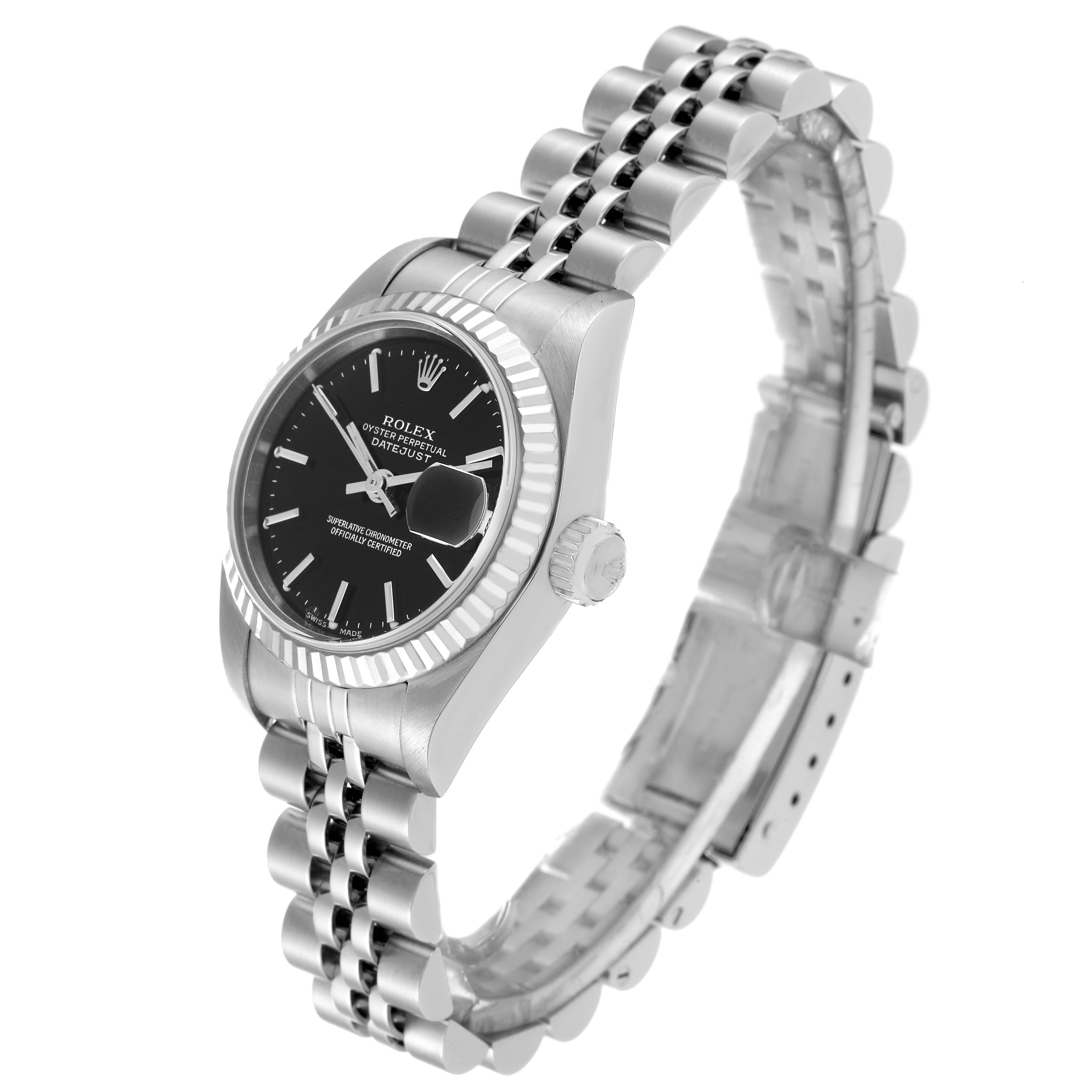 Rolex Datejust 26 Steel White Gold Black Dial Ladies Watch 79174 Box Papers 7