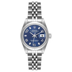Rolex Datejust 26 Steel White Gold Blue Dial Ladies Watch 79174 Box Papers