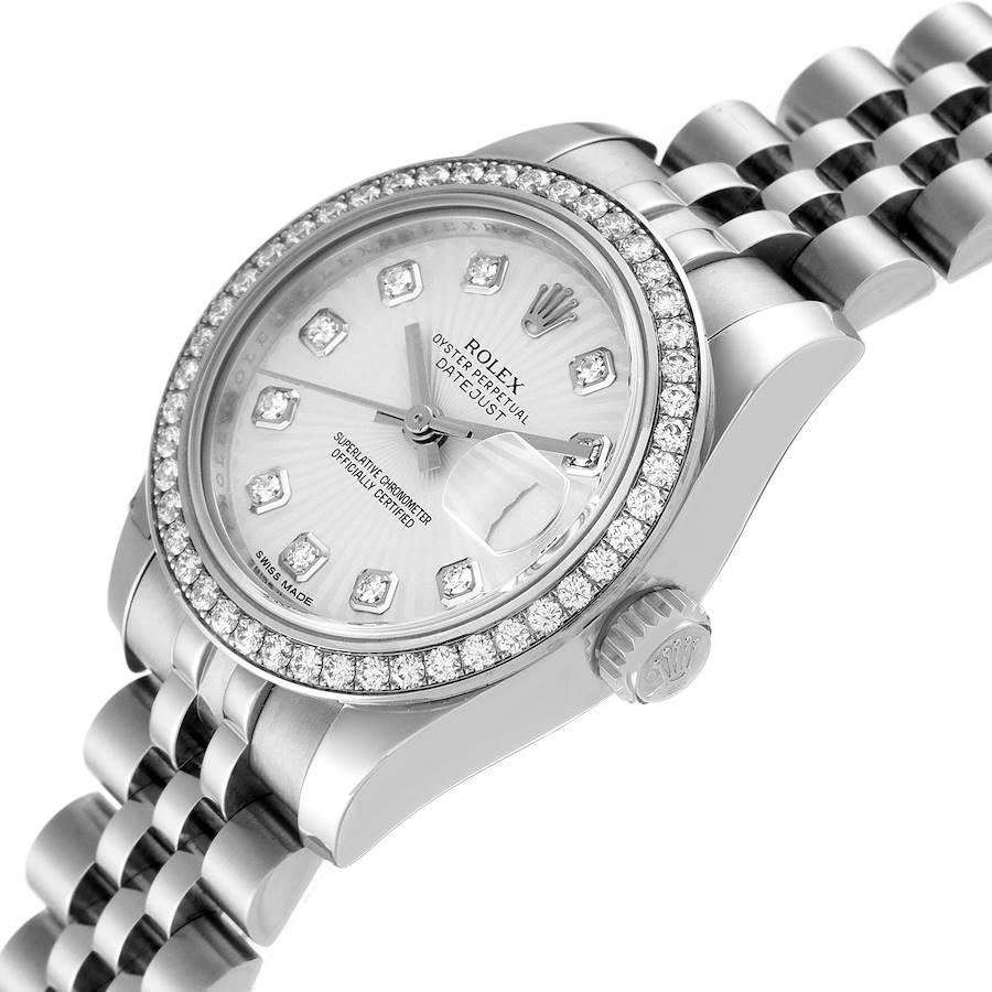 Rolex Datejust 26 Steel White Gold Diamond Ladies Watch 179384 Box Card In Excellent Condition In Atlanta, GA