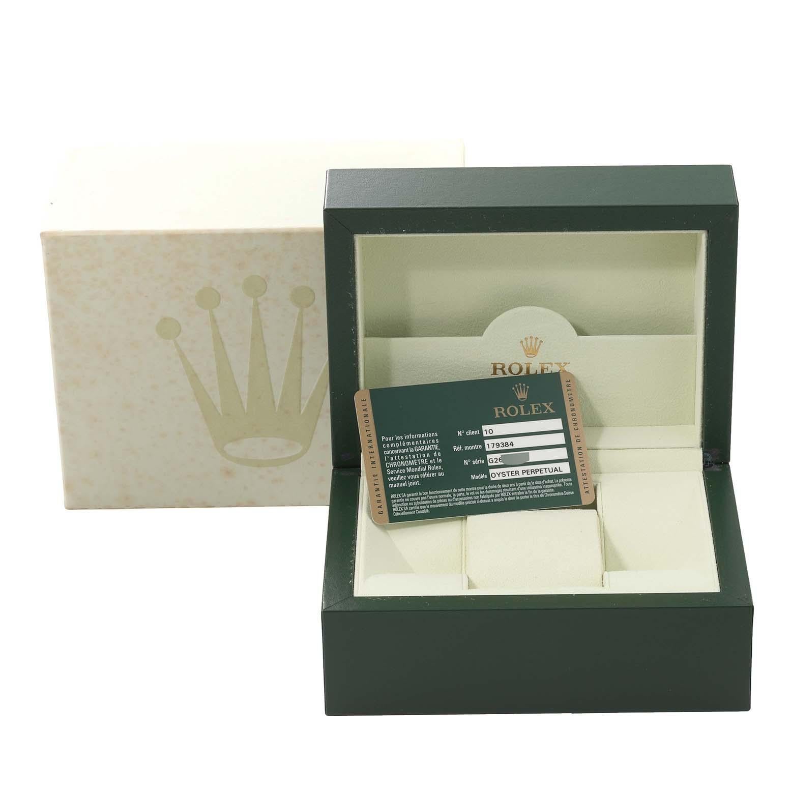Rolex Montre Datejust 26 en acier, or blanc et diamants pour femmes 179384 Boîte Card en vente 3