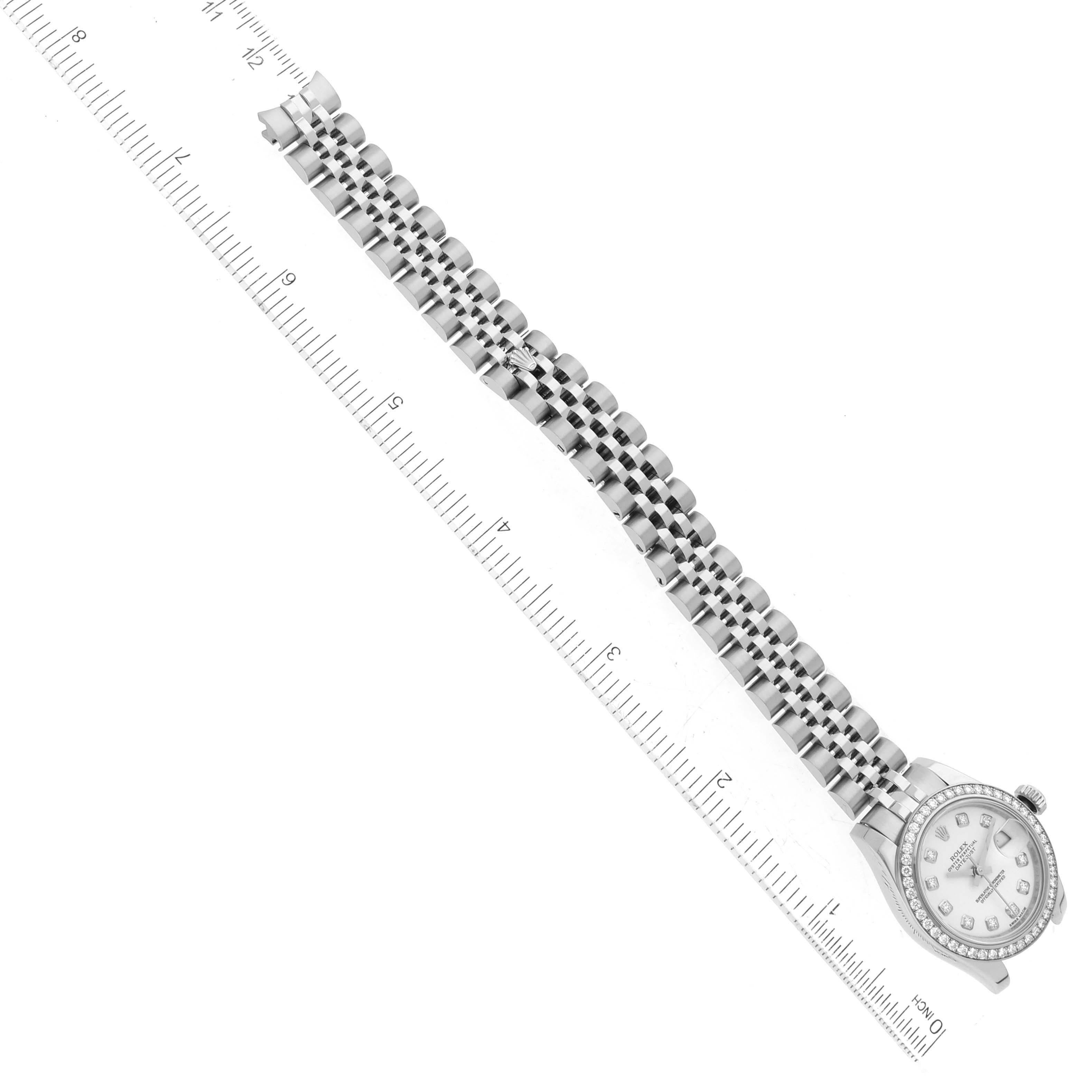 Rolex Montre Datejust 26 en acier, or blanc et diamants pour femmes 179384 Boîte Card en vente 4