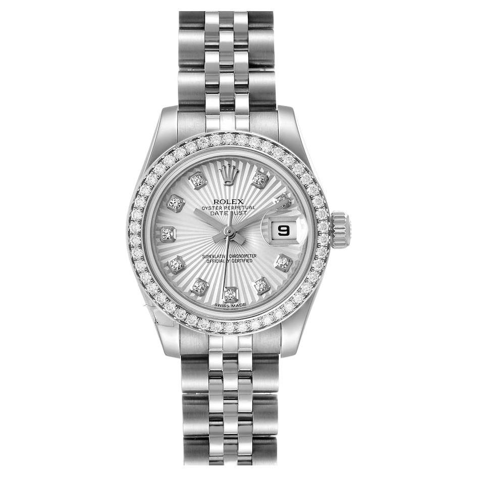 Rolex Datejust 26 Steel White Gold Diamond Ladies Watch 179384 Box Card