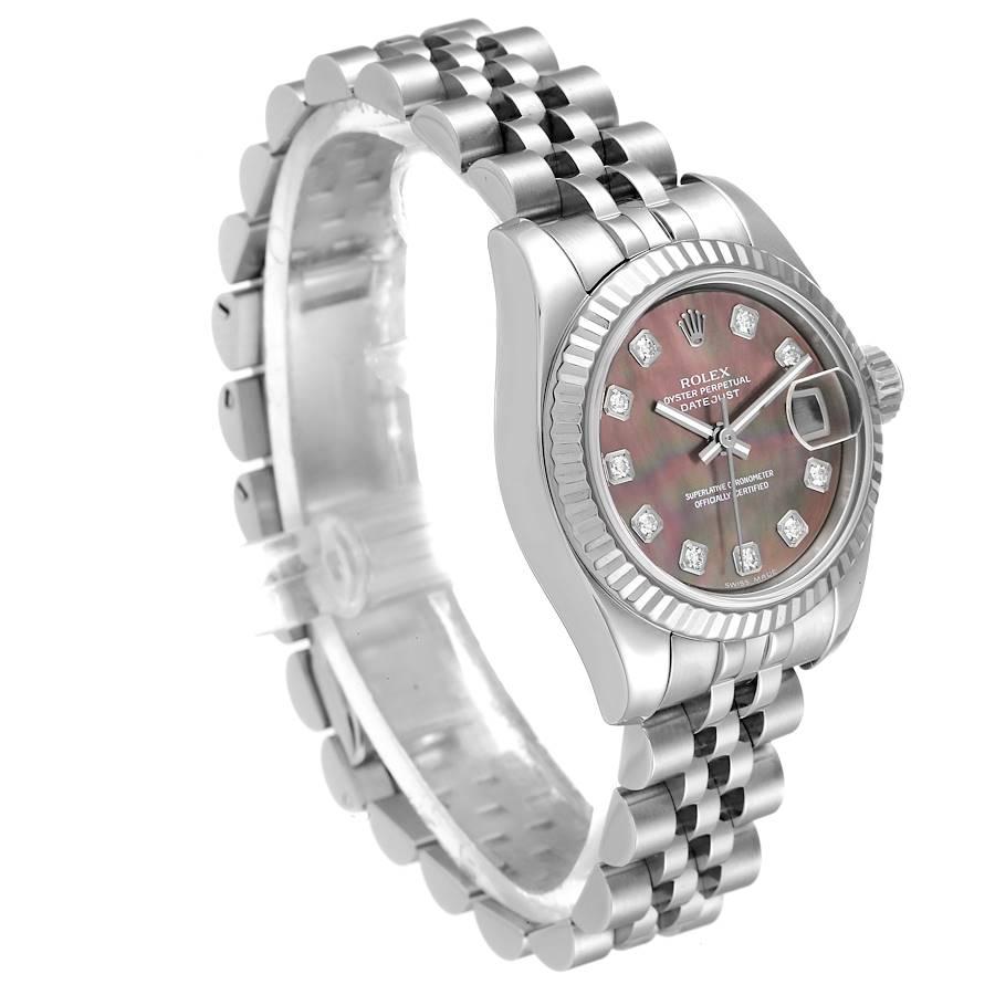 Rolex Datejust 26 Steel White Gold MOP Diamond Ladies Watch 179174 In Excellent Condition For Sale In Atlanta, GA
