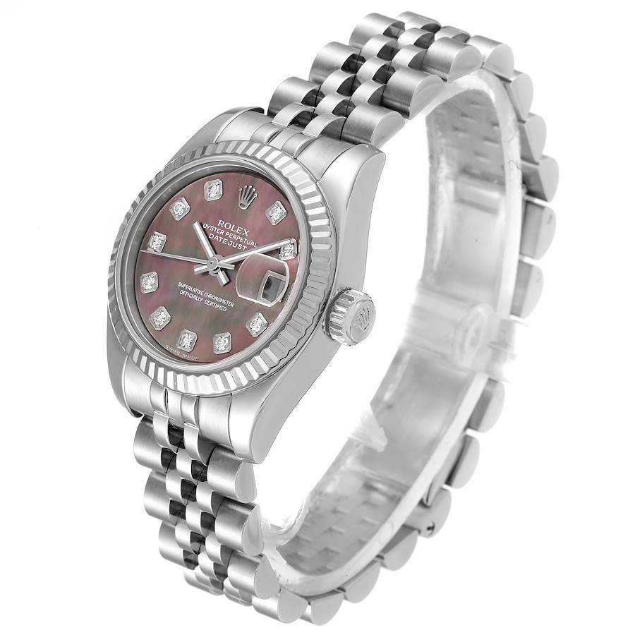 Women's Rolex Datejust 26 Steel White Gold MOP Diamond Ladies Watch 179174 For Sale