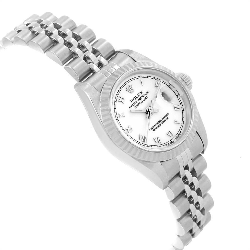 Rolex Datejust 26 Steel White Gold Roman Dial Ladies Watch 69174 In Excellent Condition For Sale In Atlanta, GA