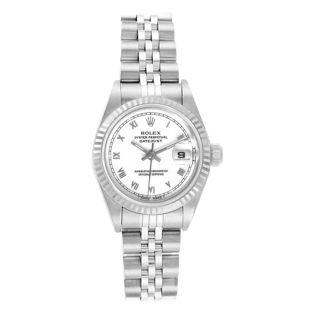 Rolex Datejust 26 Steel White Gold Roman Dial Ladies Watch 69174 For Sale
