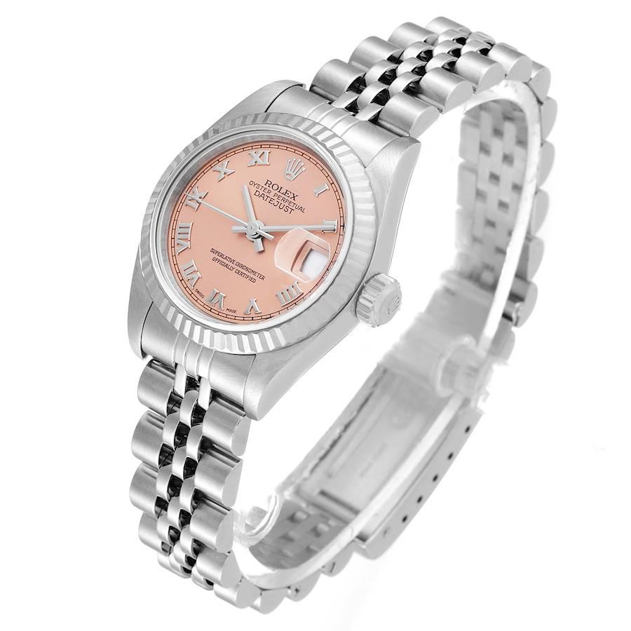 Women's Rolex Datejust 26 Steel White Gold Salmon Dial Ladies Watch 79174