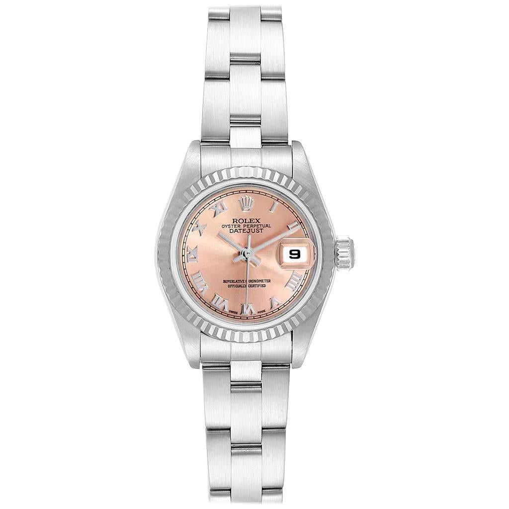 Rolex Datejust 26 Steel White Gold Salmon Dial Ladies Watch 79174 For Sale