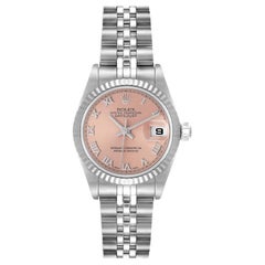 Rolex Datejust 26 Steel White Gold Salmon Dial Ladies Watch 79174