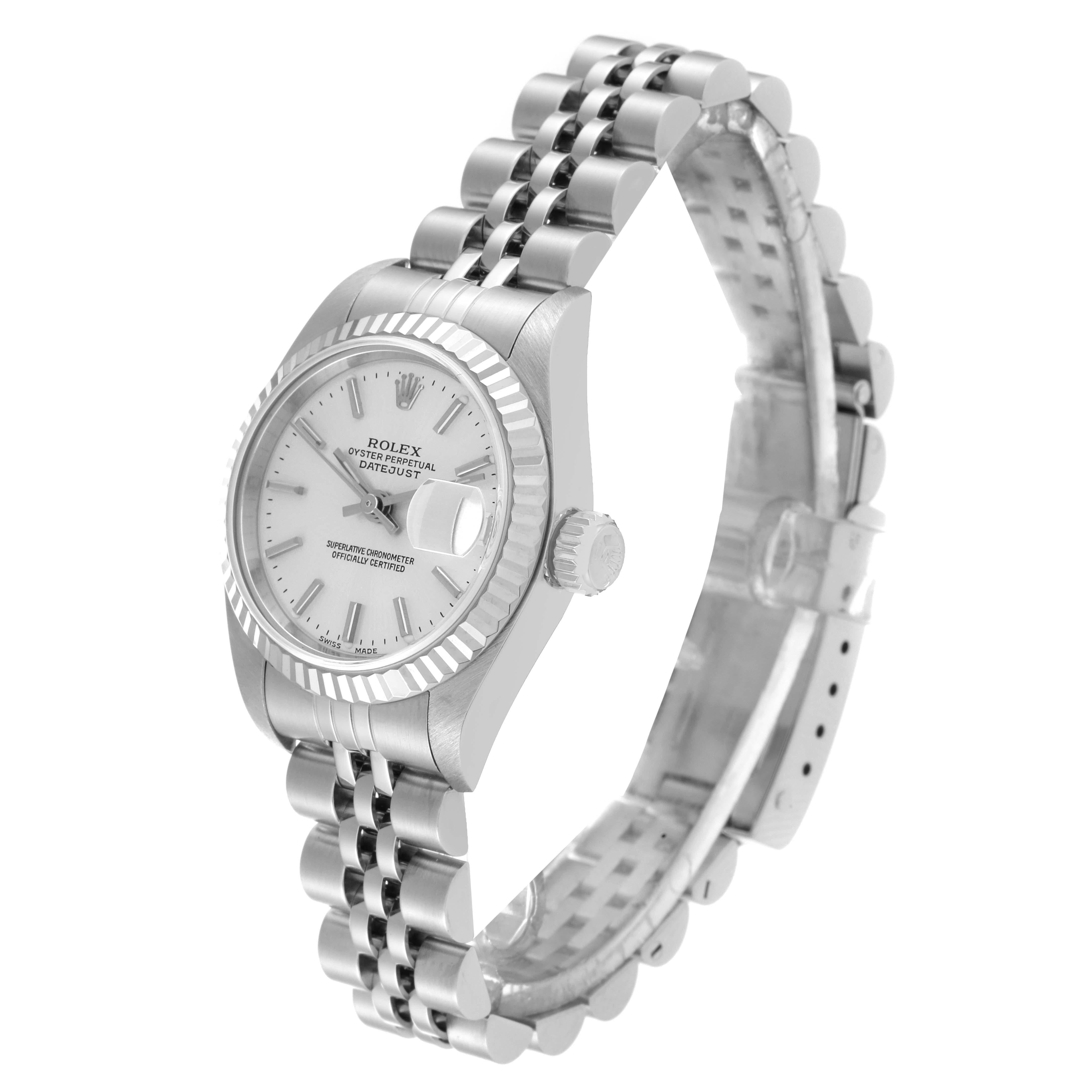 Women's Rolex Datejust 26 Steel White Gold Silver Dial Ladies Watch 79174 Box Papers