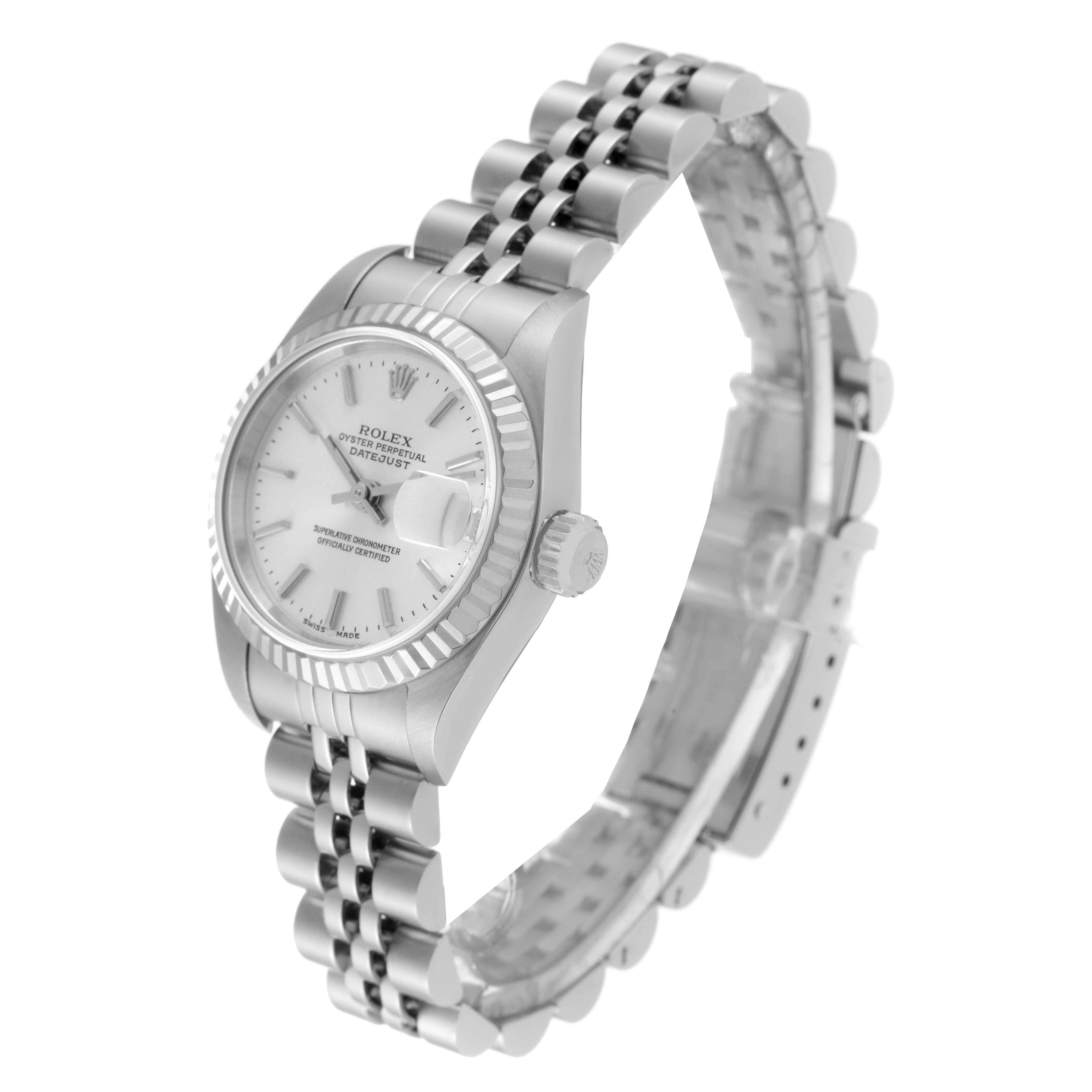 Rolex Datejust 26 Steel White Gold Silver Dial Ladies Watch 79174 For Sale 7