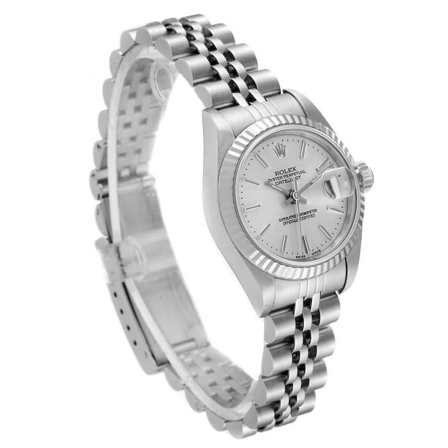 Rolex Datejust 26 Steel White Gold Silver Dial Ladies Watch 79174 In Excellent Condition For Sale In Atlanta, GA