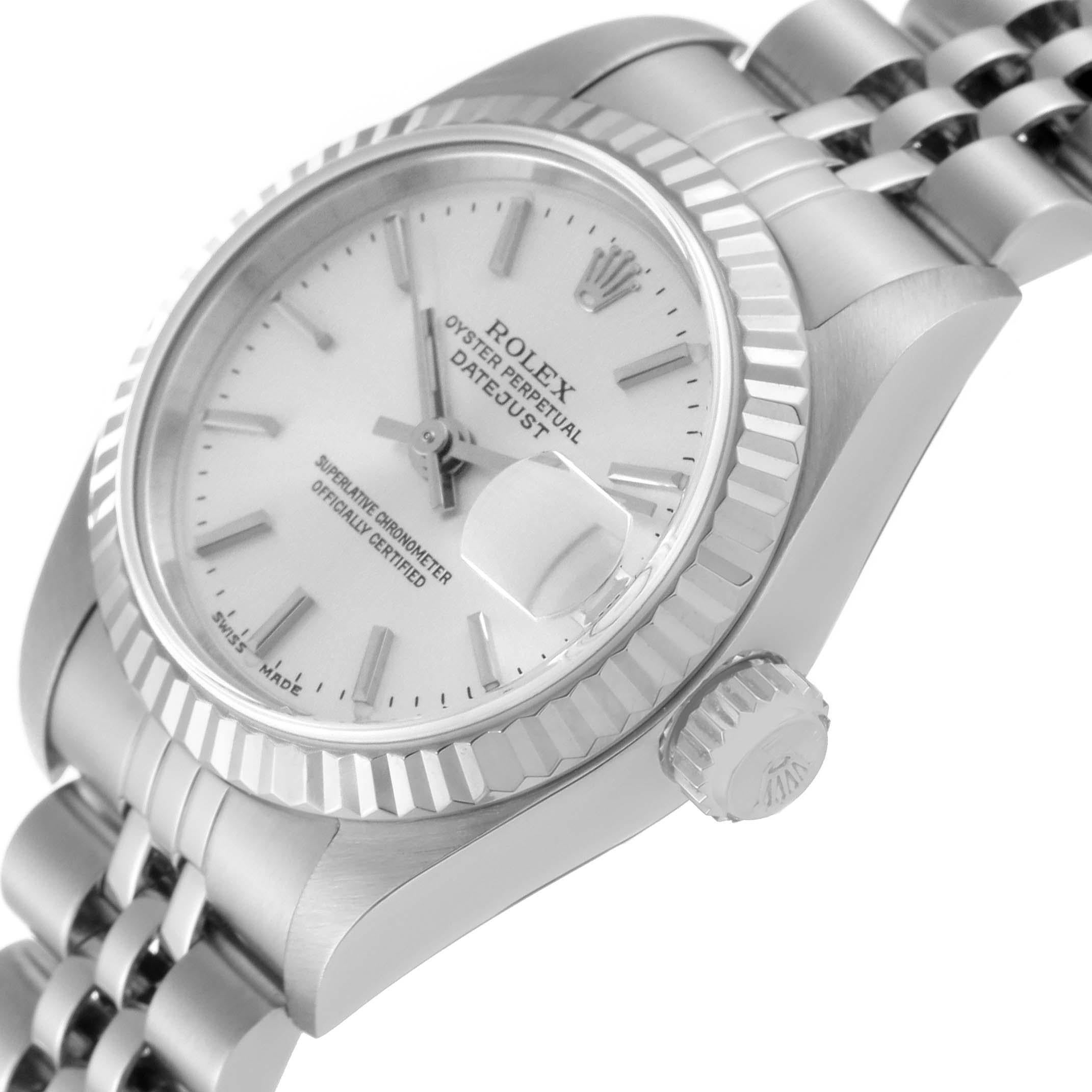 Rolex Datejust 26 Steel White Gold Silver Dial Ladies Watch 79174 For Sale 2