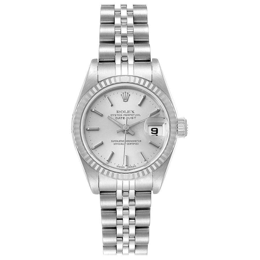 Rolex Datejust 26 Steel White Gold Silver Dial Ladies Watch 79174