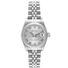 Rolex Datejust 26 Steel White Gold Silver Roman Dial Ladies Watch 79174