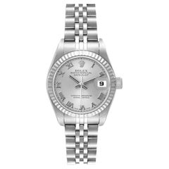 Rolex Datejust 26 Steel White Gold Silver Roman Dial Ladies Watch 79174
