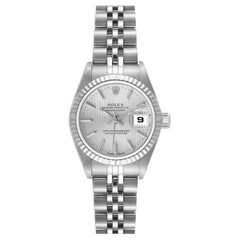 Rolex Datejust 26 Steel White Gold Silver Tapestry Dial Ladies Watch 79174