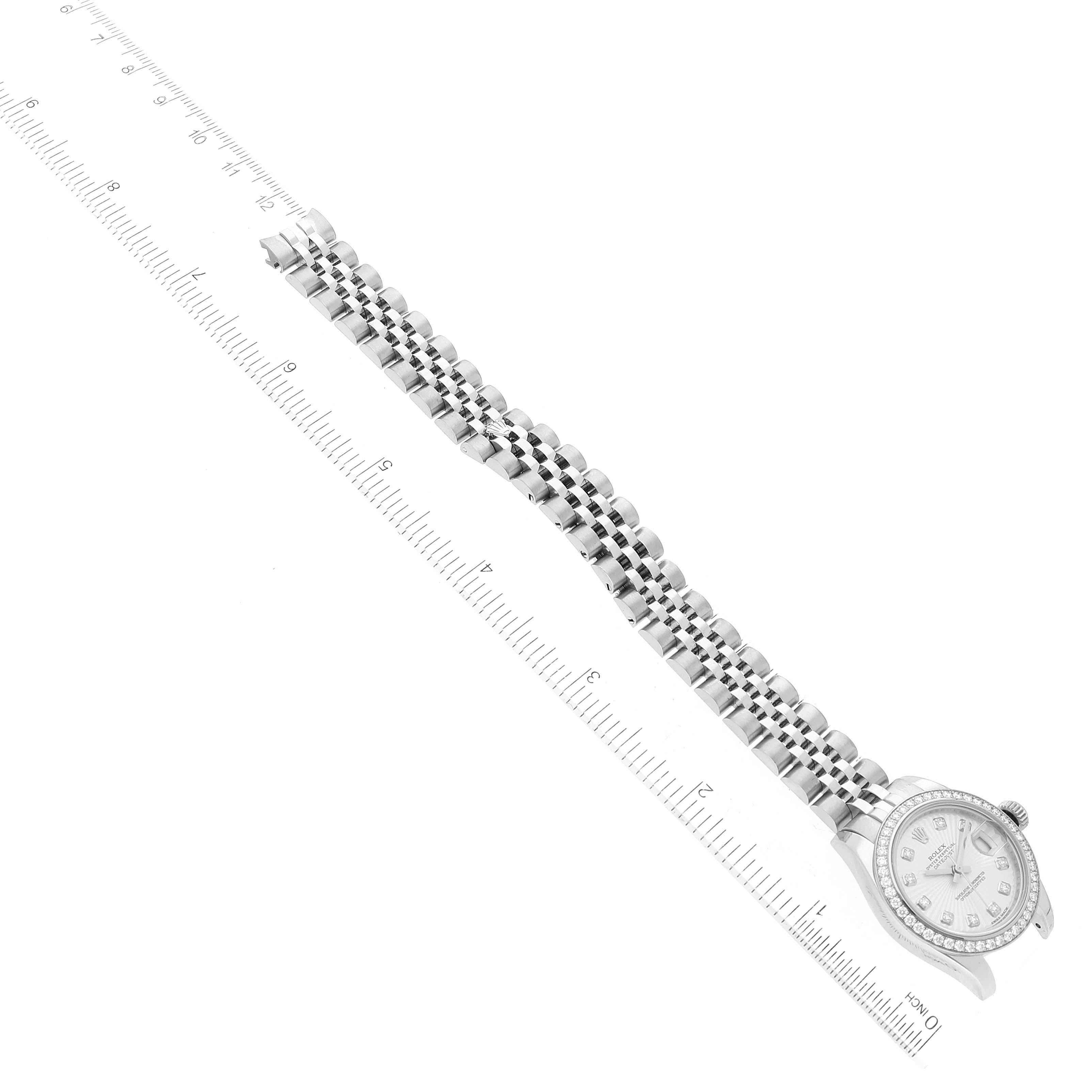 Rolex Datejust 26 Steel White Gold Sunburst Dial Diamond Ladies Watch 179384 en vente 6