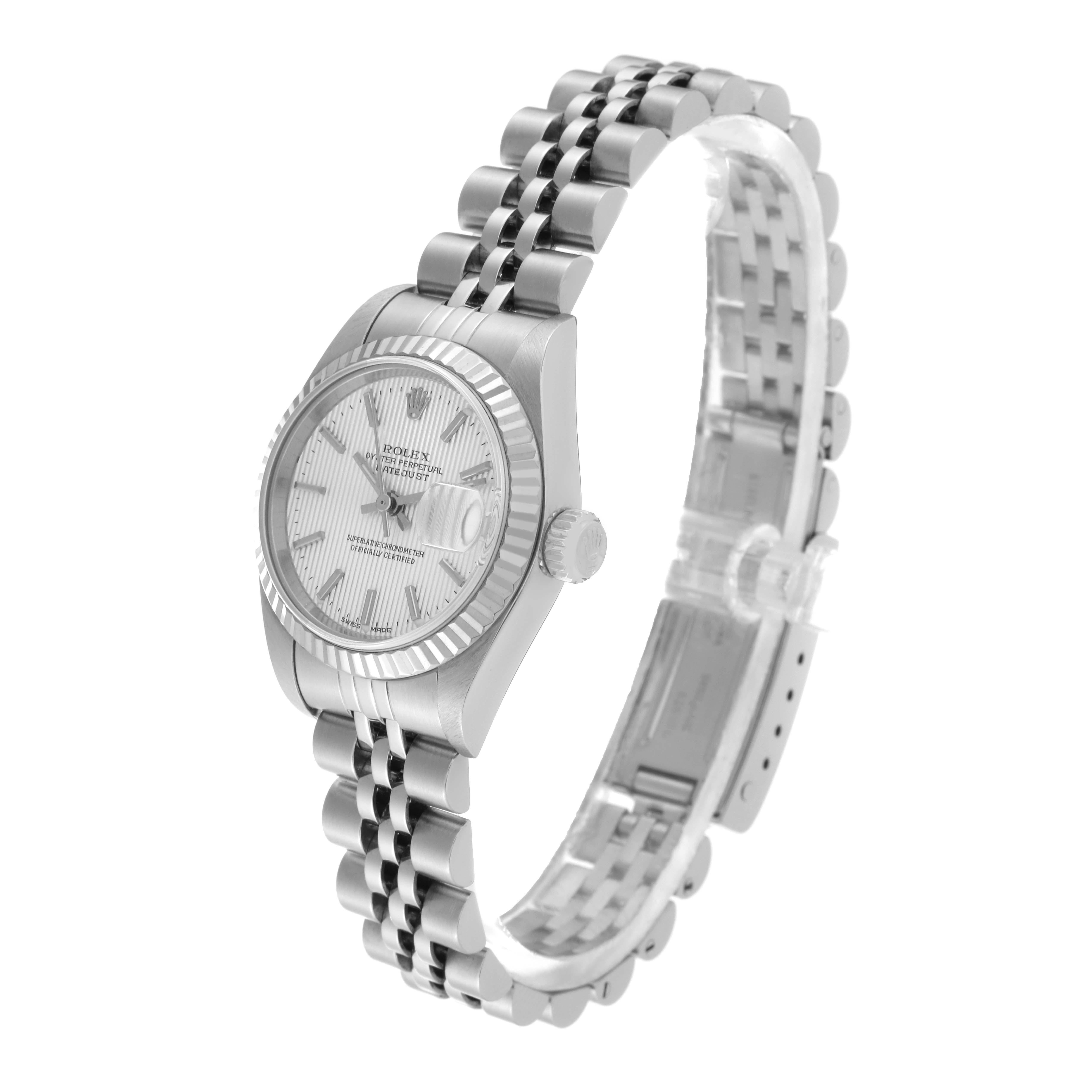 Rolex Datejust 26 Steel White Gold Tapestry Dial Ladies Watch 79174 Box Papers 8