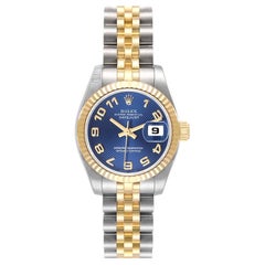 Rolex Datejust 26 Steel Yellow Gold Blue Concentric Dial Watch 179173 Unworn