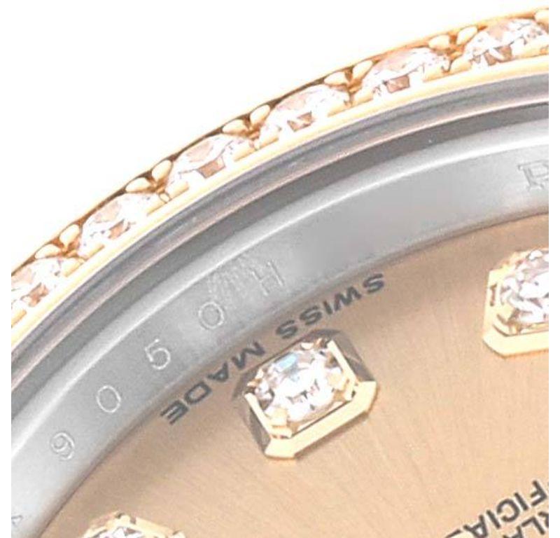Rolex Datejust 26 Steel Yellow Gold Diamond Bezel Ladies Watch 179383 Box Card In Excellent Condition In Atlanta, GA