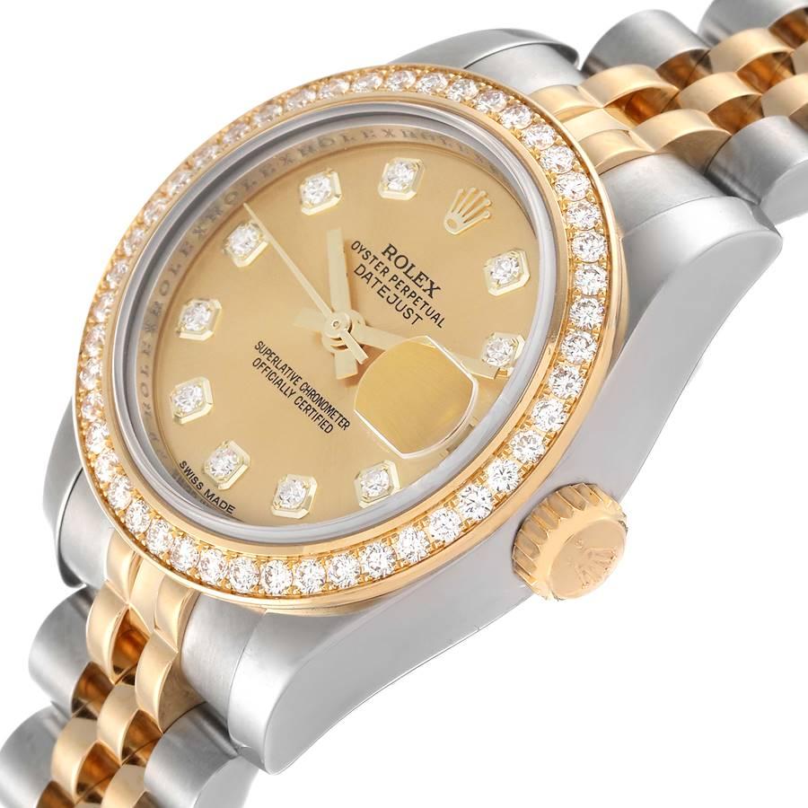Rolex Datejust 26 Damenuhr aus Stahl mit Gelbgold-Diamant-Lünette 179383 2